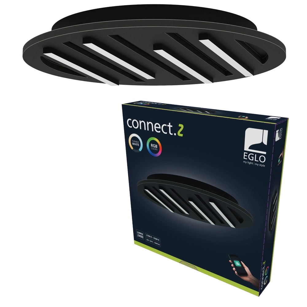 Éclairage de plafond intelligent Pitrignani-Z rond Ø 38cm noir Eglo 9008606390519