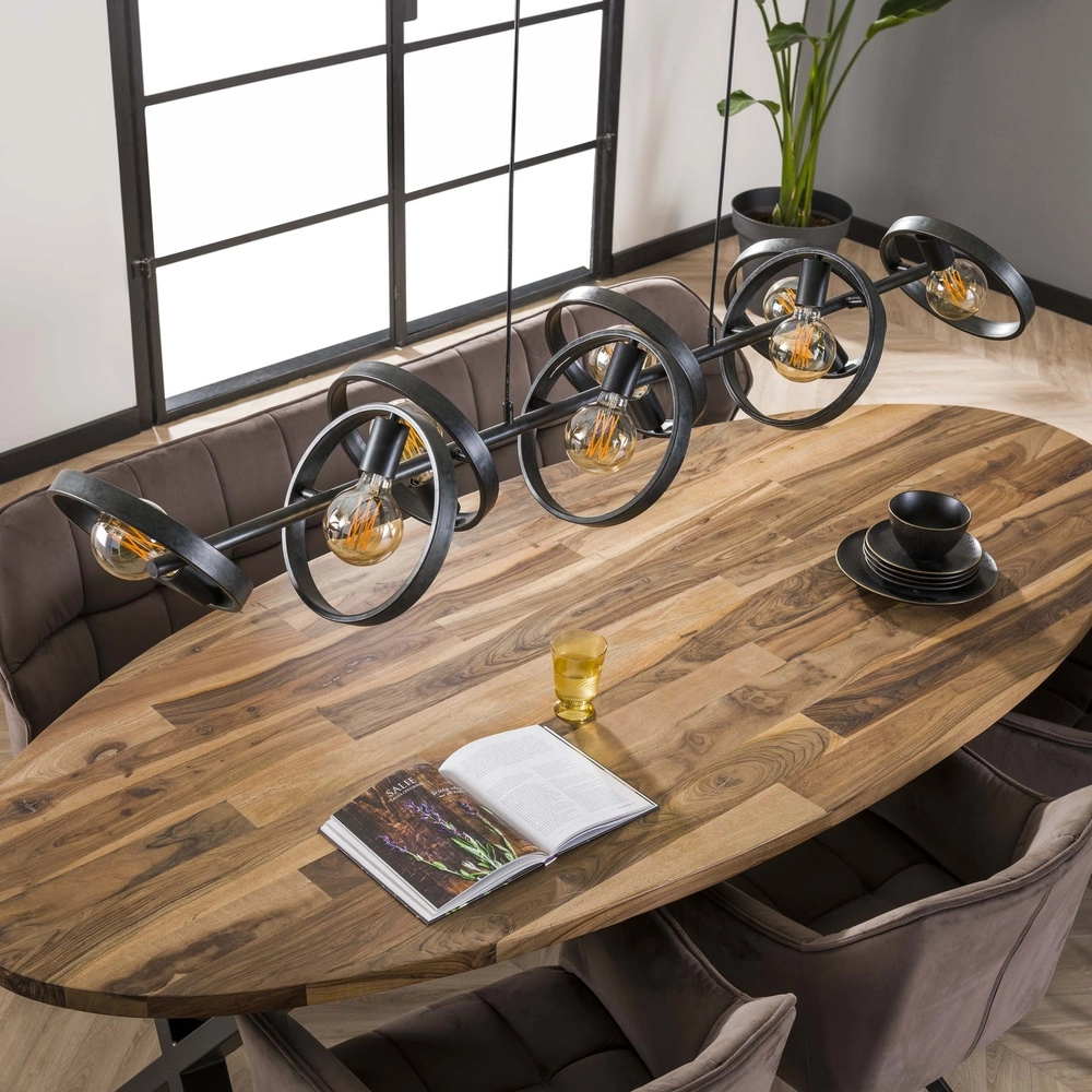 Table à manger à suspension à 8 anneaux Hover Charbon - Ø 26cm Lyora 8716803513389