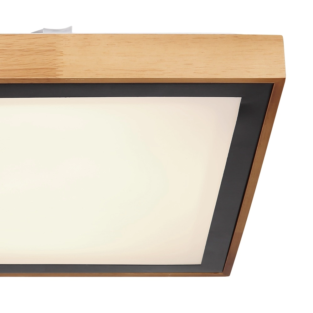 Lampe de plafond Bruno 39 cm carrés noirs avec du bois Globo 9007371433469