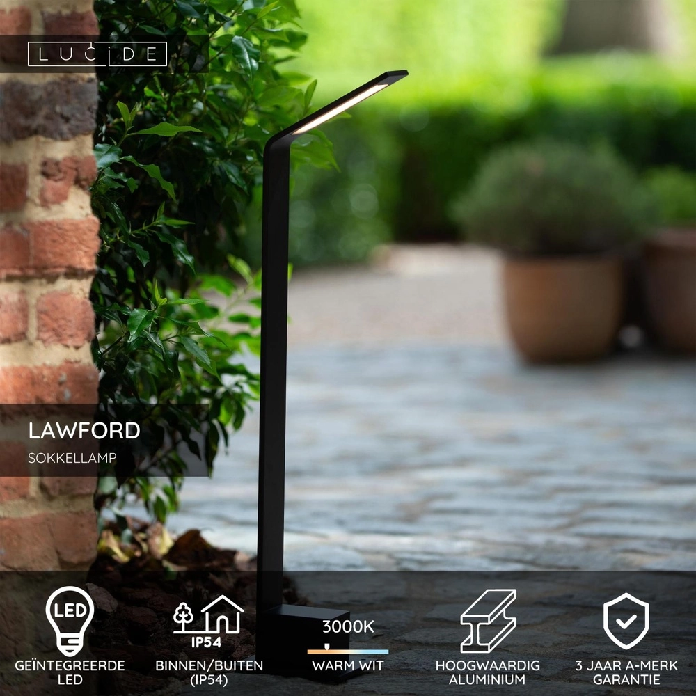 Lampe de jardin conçue Lawford 60 cm noir Lucide 5411212290496