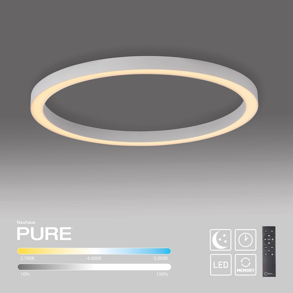 Lampe de plafond LED élégante Pure Lines Round Ø 70cm - blanc Paul Neuhaus 4012248395813