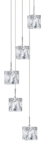 Lampe suspendue Vide Ice Cube 5x5w - 3000K - 18cm gris métal Searchlight 5053423102054