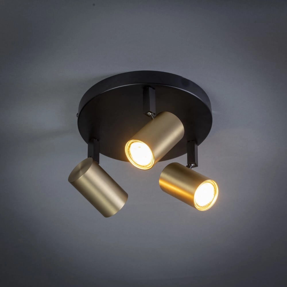 Spot en saillie 3 lumières The Common noir avec de l'or ETH 8720195304340