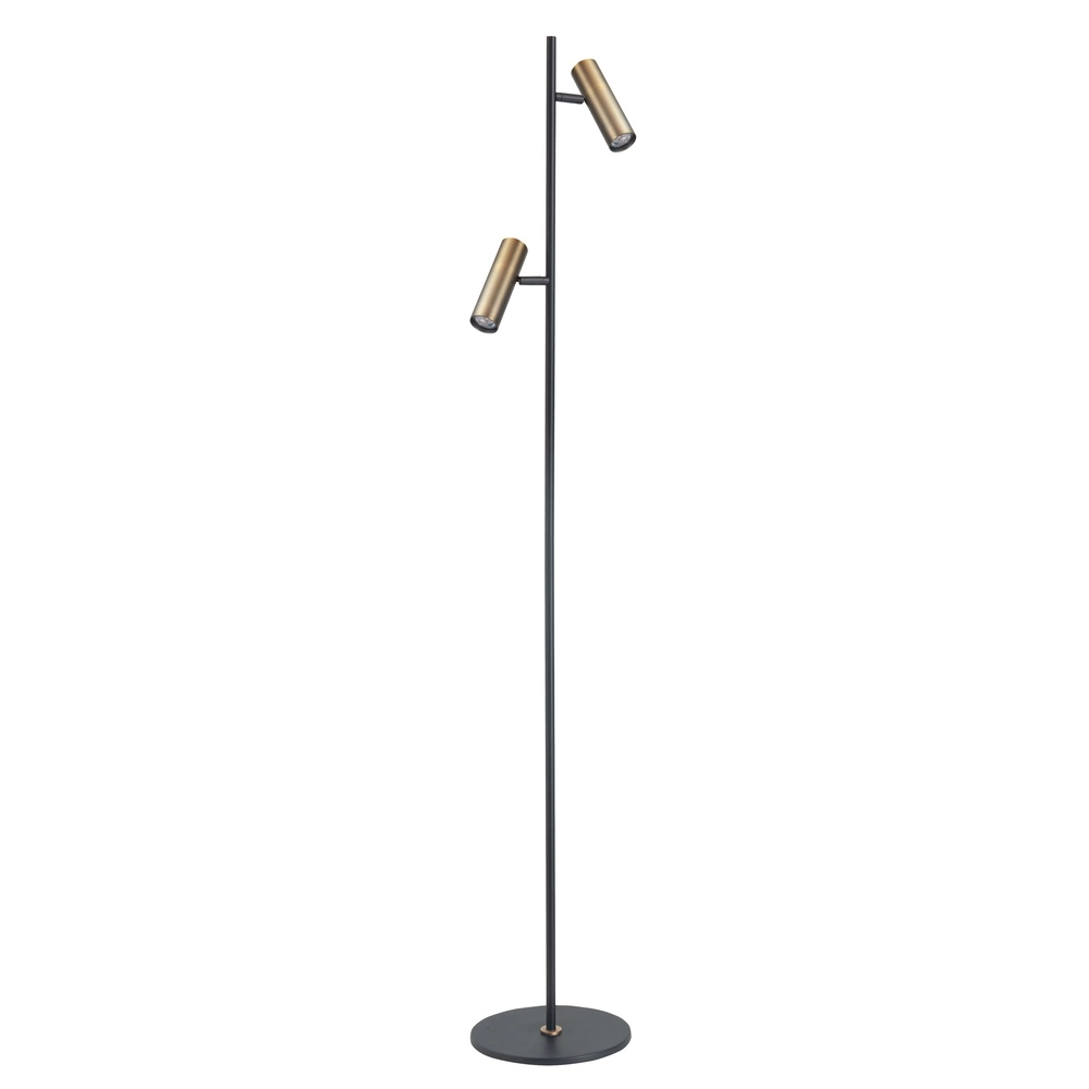 Lampadaire Trend 2 lumières noir avec bronze cuivré