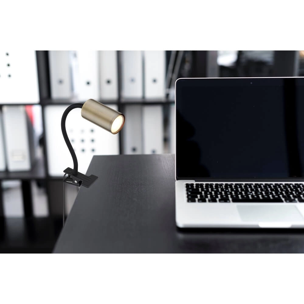 Lampe à pince noire Robby avec laiton Globo 9007371437009