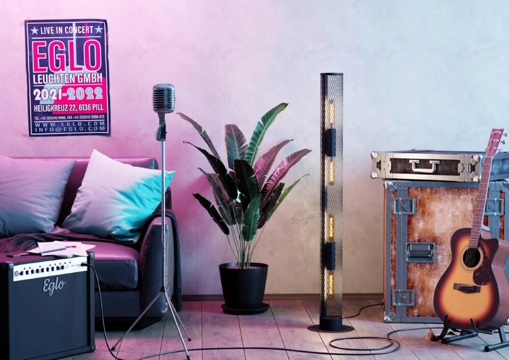 Lampadaire Redcliffe noir Eglo 9002759435370