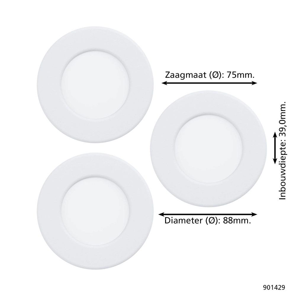 Projecteur encastré IP44 Fueva 6-Z Zigbee - blanc - Ø 8,8 cm