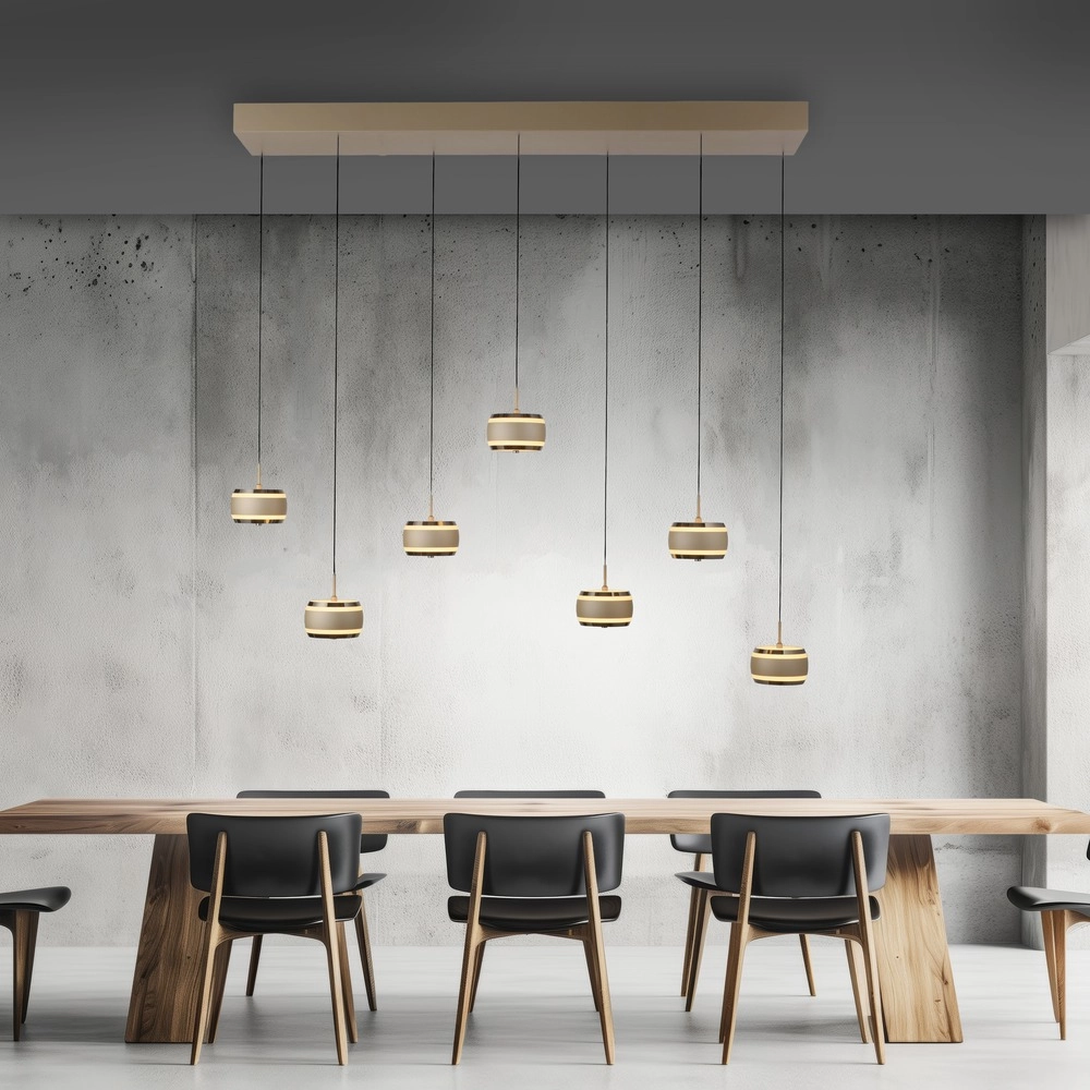 Lampe pendante de table de salle à manger de 7L Pure Falling Rings Bronce Paul Neuhaus 4012248396605