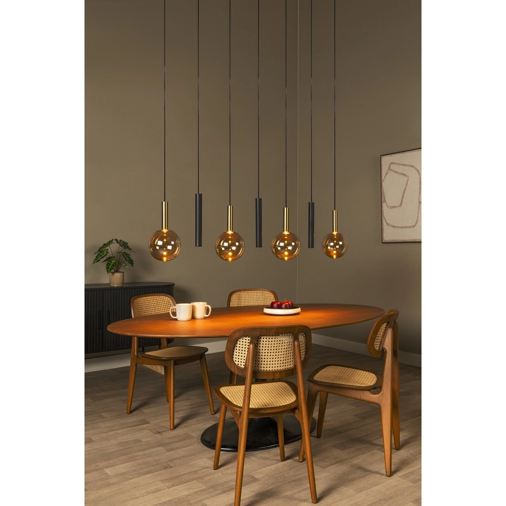 Lampe suspendue à 7 lampes Josiane noir avec or Lucide Vibes 5411212212351