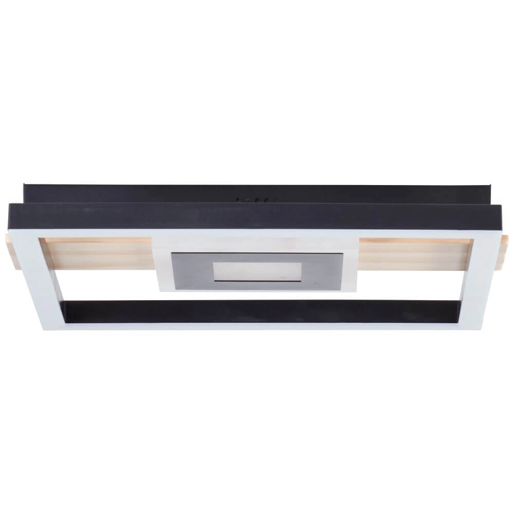 Plafonnier Baldo carré noir avec bois Brilliant 4004353420030