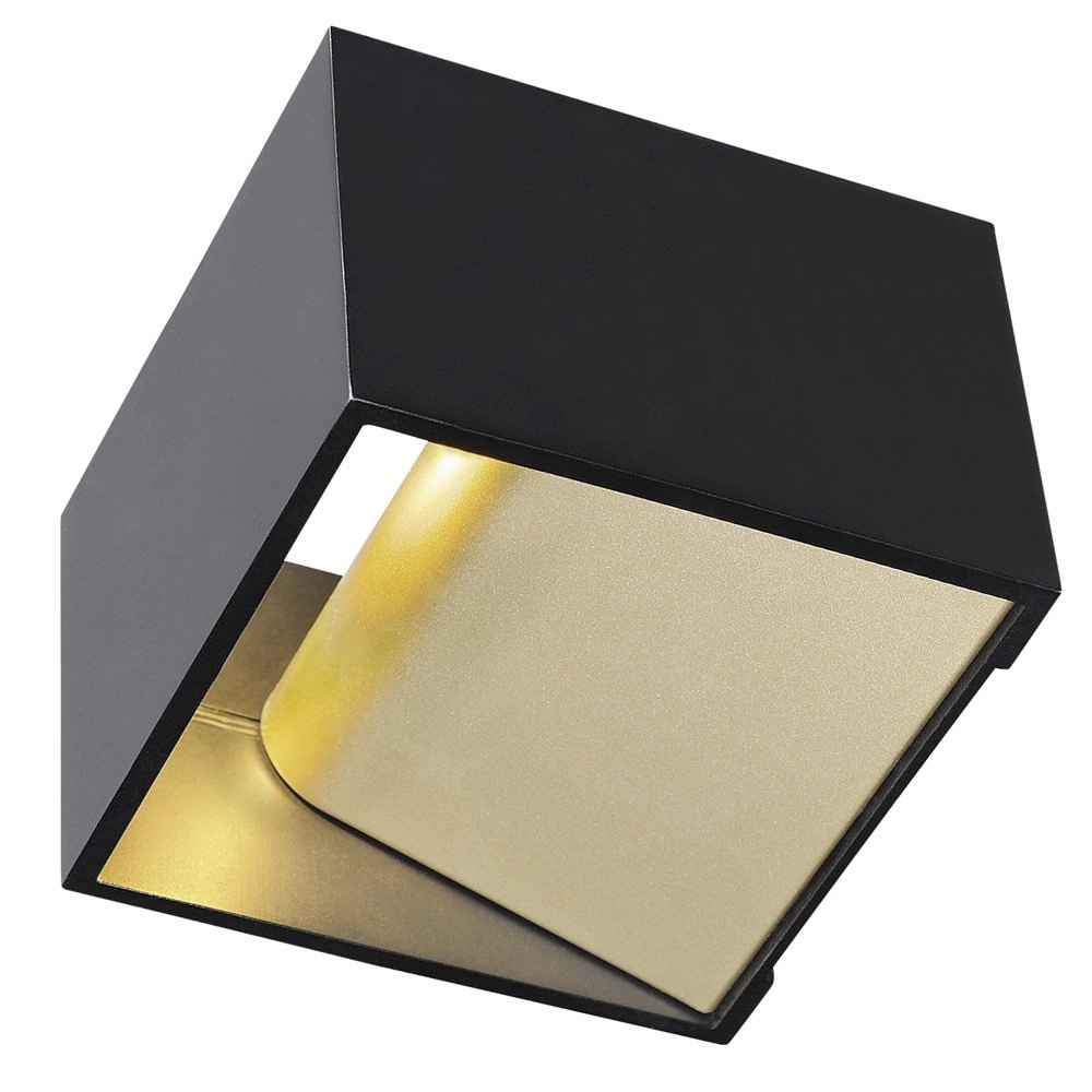 Lampe LED Logs Up - Down carré noir avec de l'or Lampe LED Logs Up - Down carré noir avec de l'or