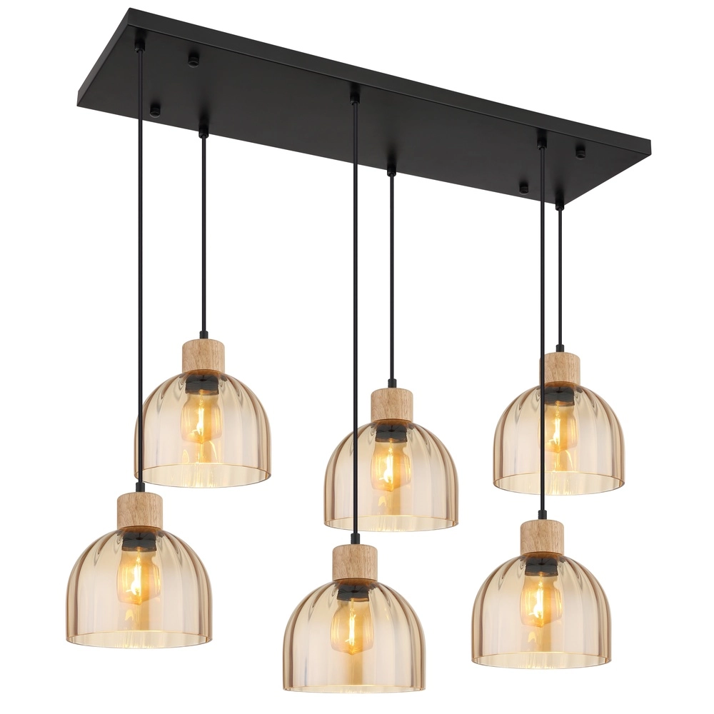Lampe suspendue à 6 lampes Swanson Noir
