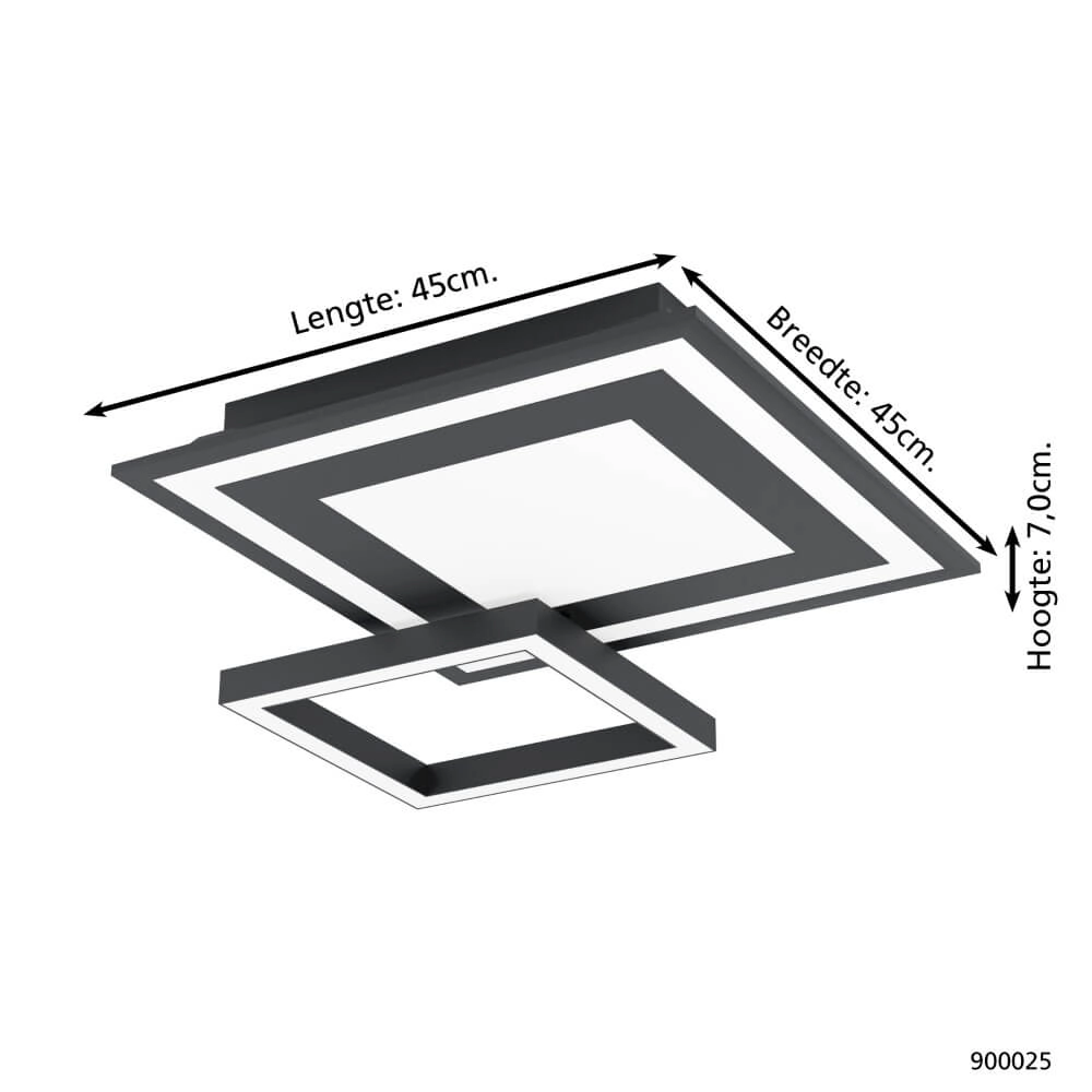 Plafonnier Zigbee Savatarila-Z 45x45cm noir Eglo 9008606221691