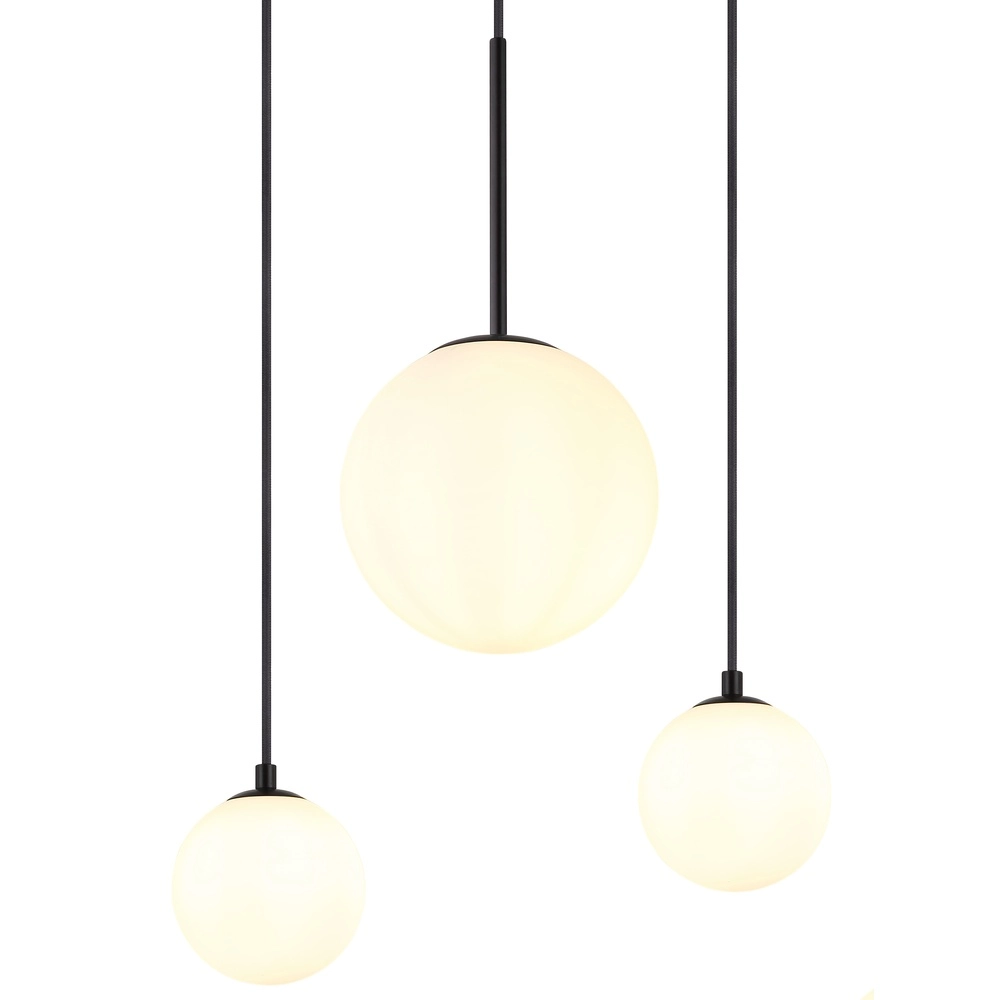 Lampe pendante de conception Hallie Noir à 6 lumières avec sphères blanches Globo 9007371448920