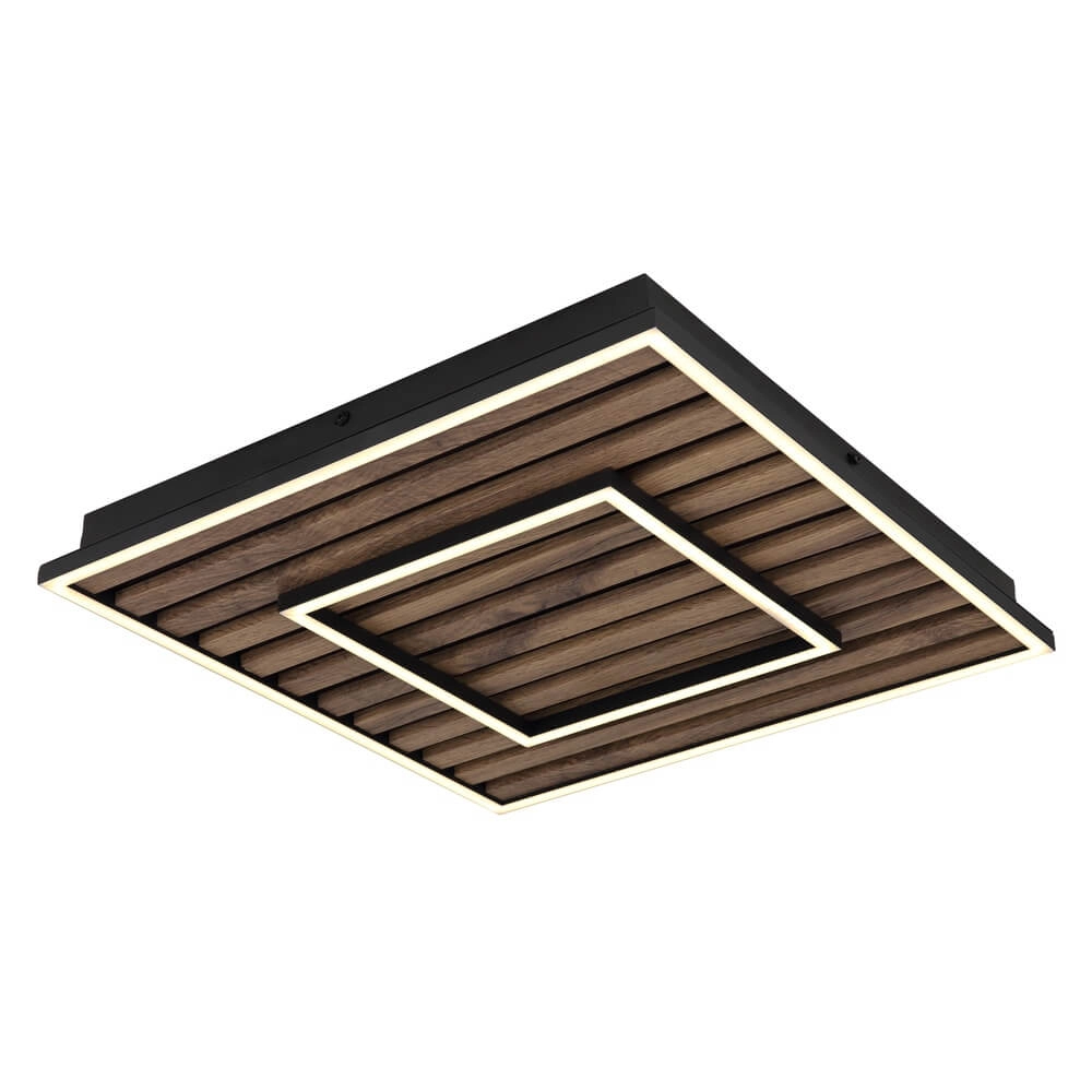 Plafonnier Woody noir avec carré de bois Plafonnier Woody noir avec carré de bois
