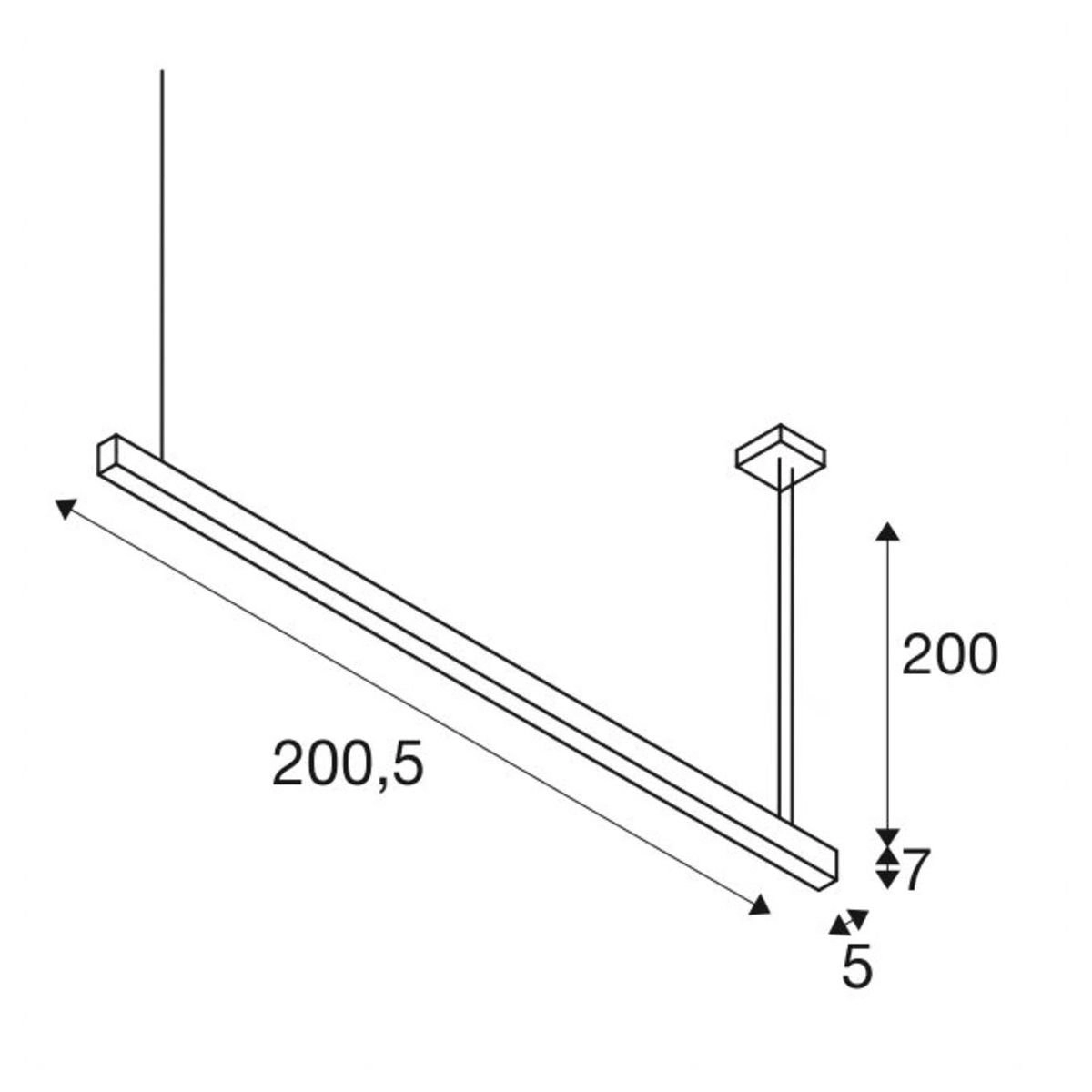 Lampe suspendue de bureau Glenos 4000K 200cm noir SLV 4024163197038