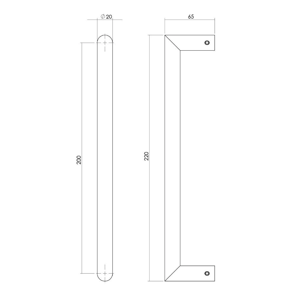 Poignée de porte droite Gripon Acier inoxydable 22cm Intersteel 8714186458013