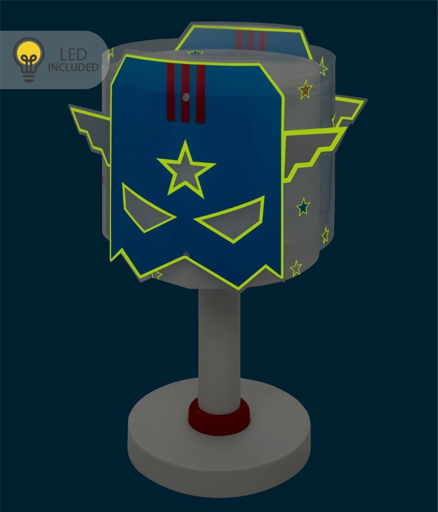 Lampe de table pour chambre d’enfant Hero lueur bleue dans l’obscurité Dalber 8420406002354