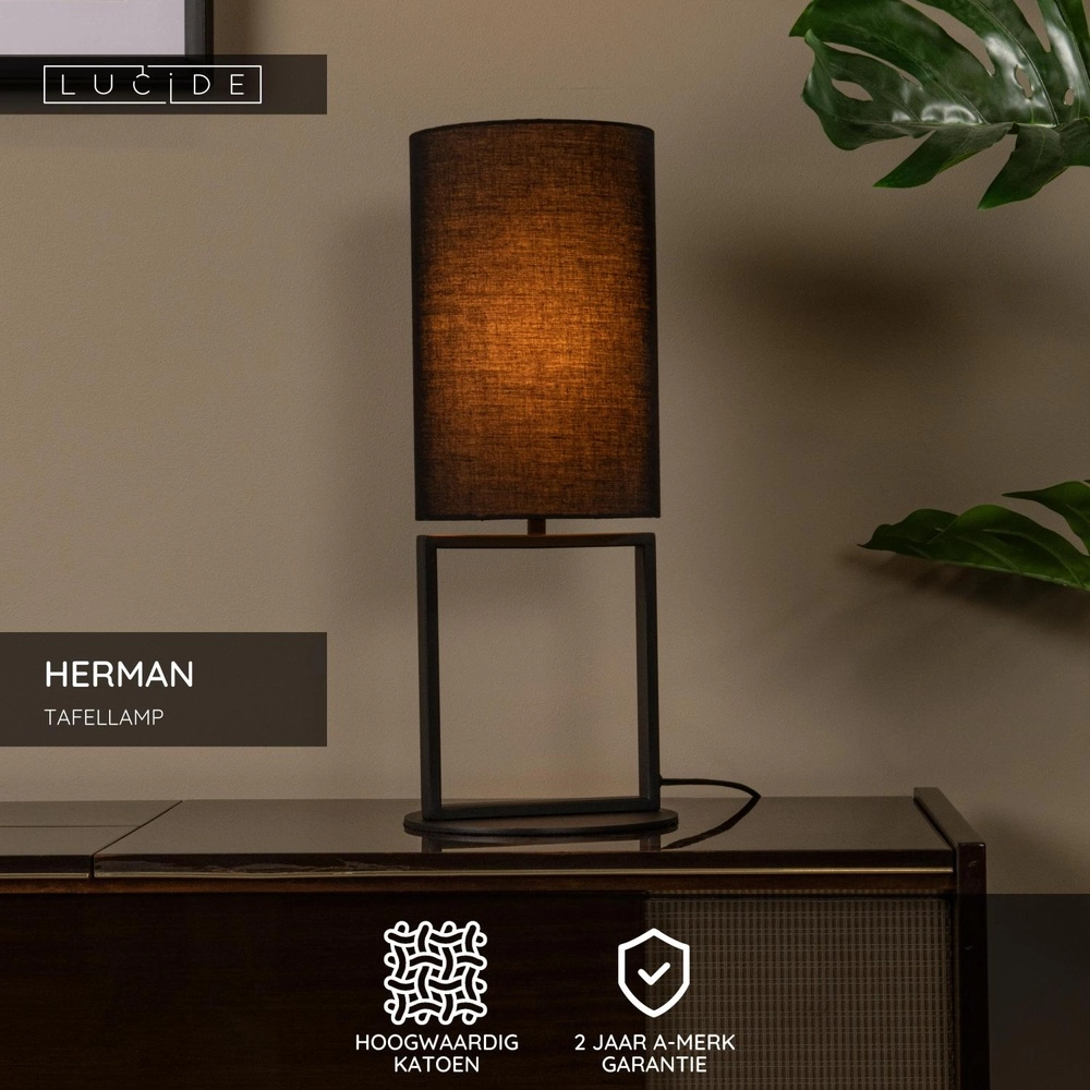 Lampe de table Herman Noir Lucide 5411212303387