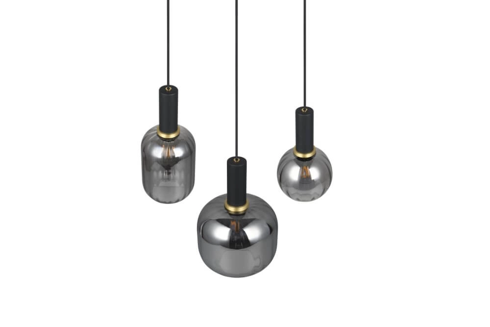 Lampe suspendue pour salle à manger Diva 3 lumières - verre fumé Trio 4017807614565