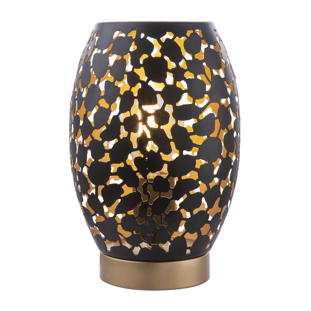 Lampe de table Narri noir avec or - trous grossiers Globo 9007371378555