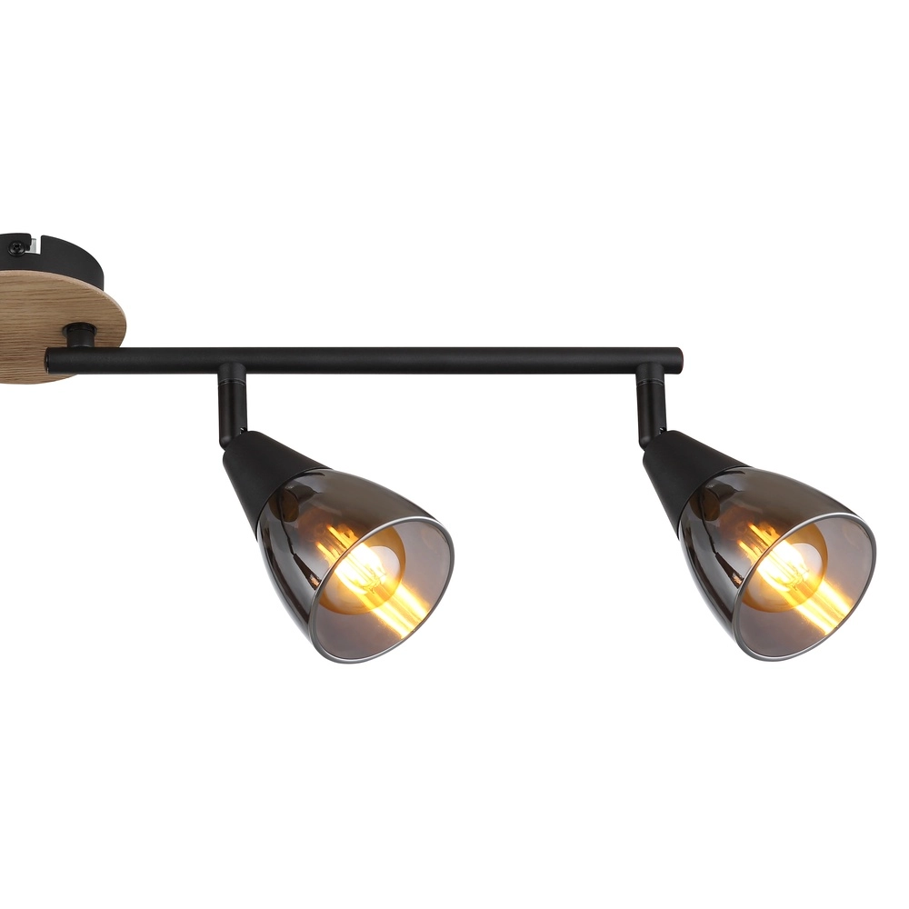 Lampe de plafond à 4 lumières Mubby noir avec un aspect bois Globo 9007371451869