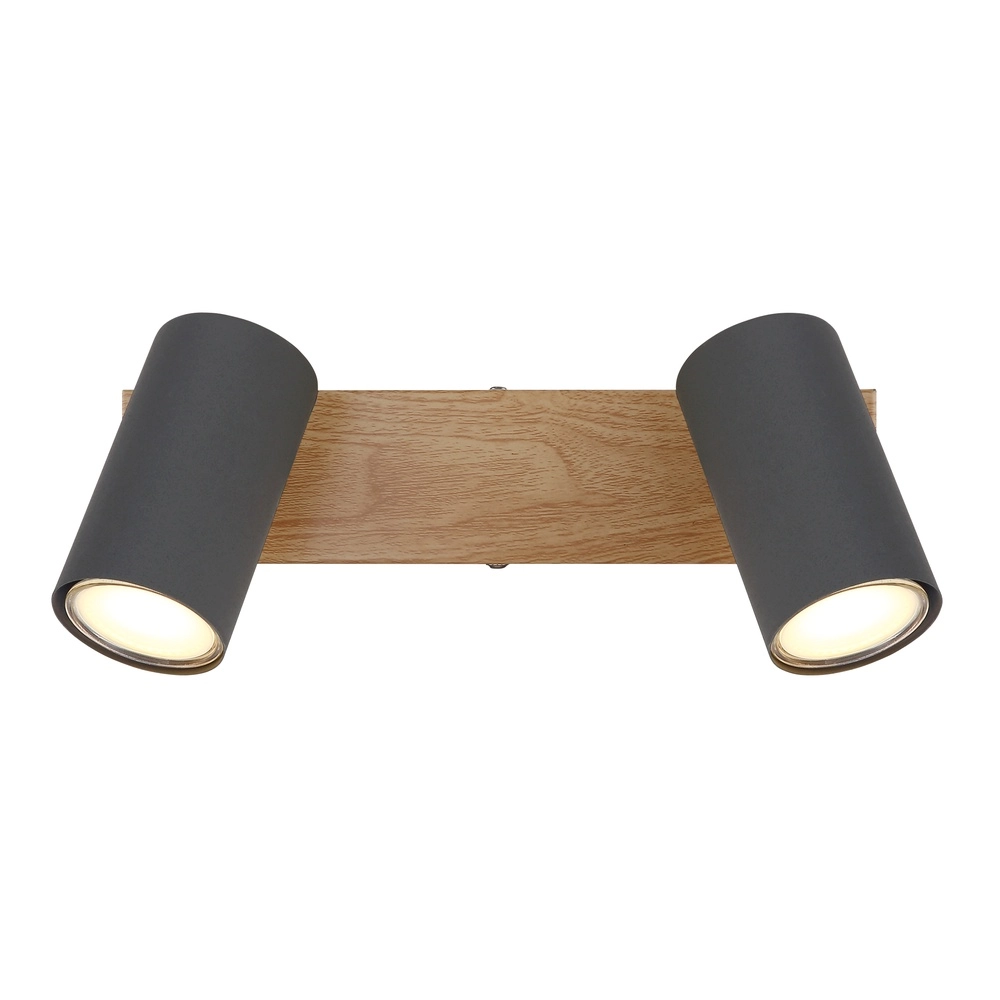 Lampe de plafond à deux lampes Robby bois Globo 9007371430529