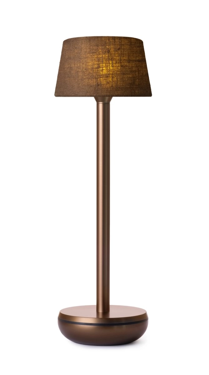 Air Bronze/Brown Linen Lampe de table rechargeable