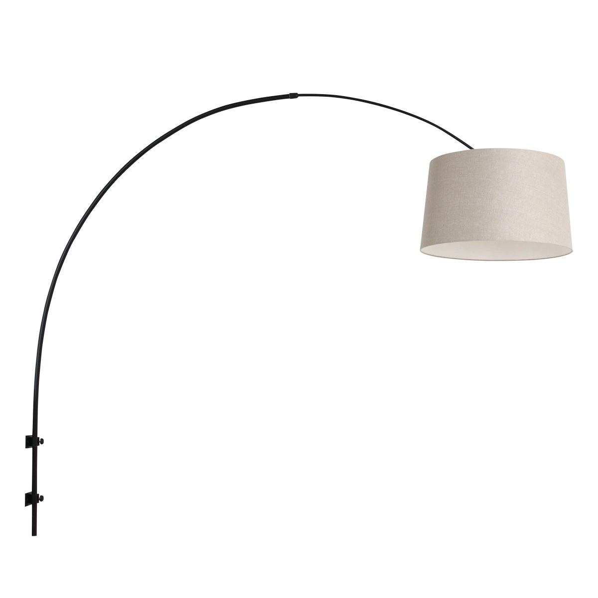 Lampe à arc murale Sparkled noir avec nuance taupe Lampe à arc murale Sparkled noir avec nuance taupe