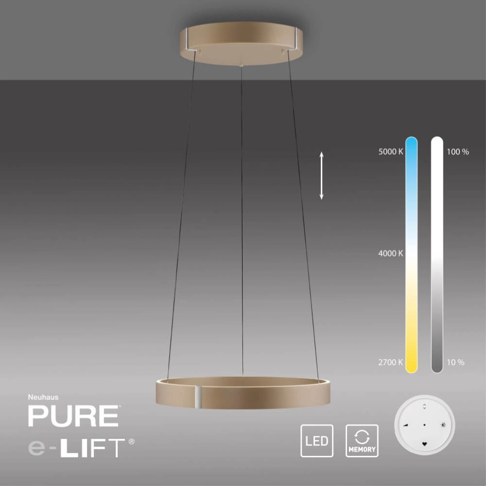 Lampe suspendue ronde Pure E-Clipse bronze Ø 50cm Paul Neuhaus 4012248386408