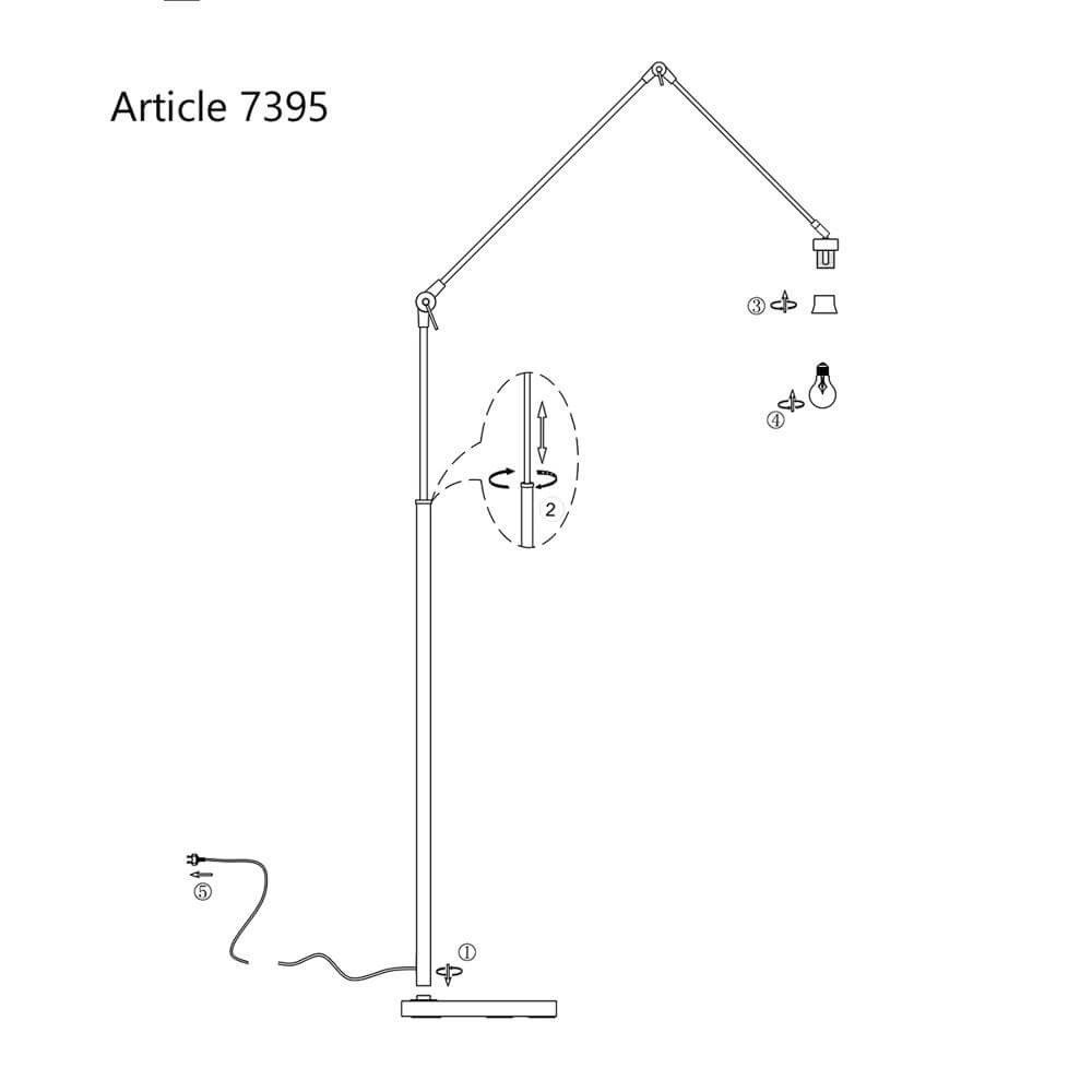 Lampadaire orientable Prestige Chic noir avec abat-jour paille Steinhauer 8712746172928