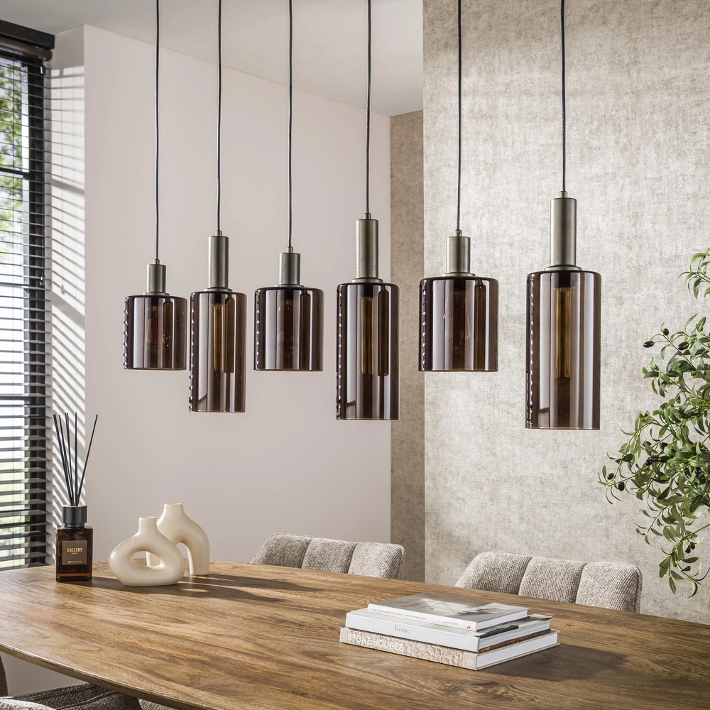 Lampe pendante de table à manger Sepiora Marron Sienna - verre foncé Lyora 8716803513457