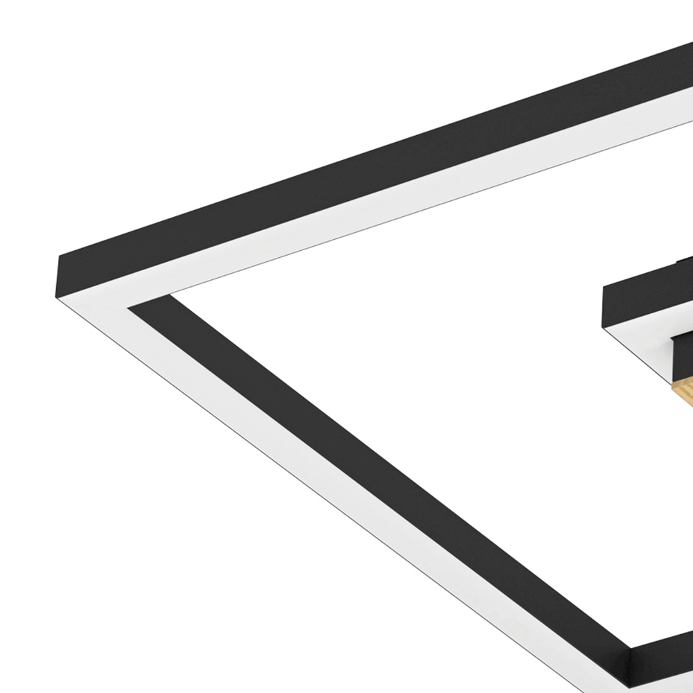 Plafonnier LED Marinello noir avec du bois Eglo 9008606327881