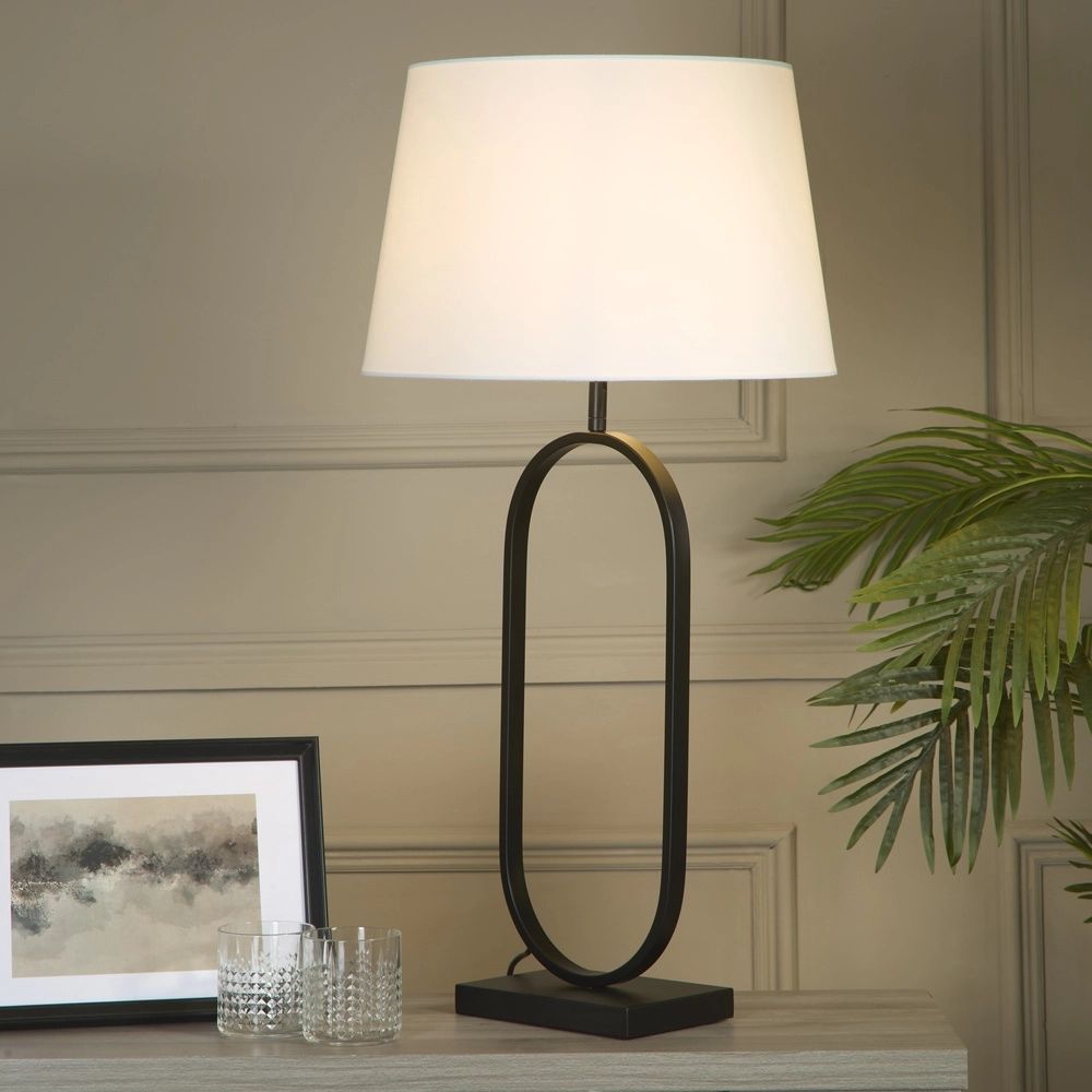 Lampe de table Modish noir avec capuche blanche Searchlight 5053423306261