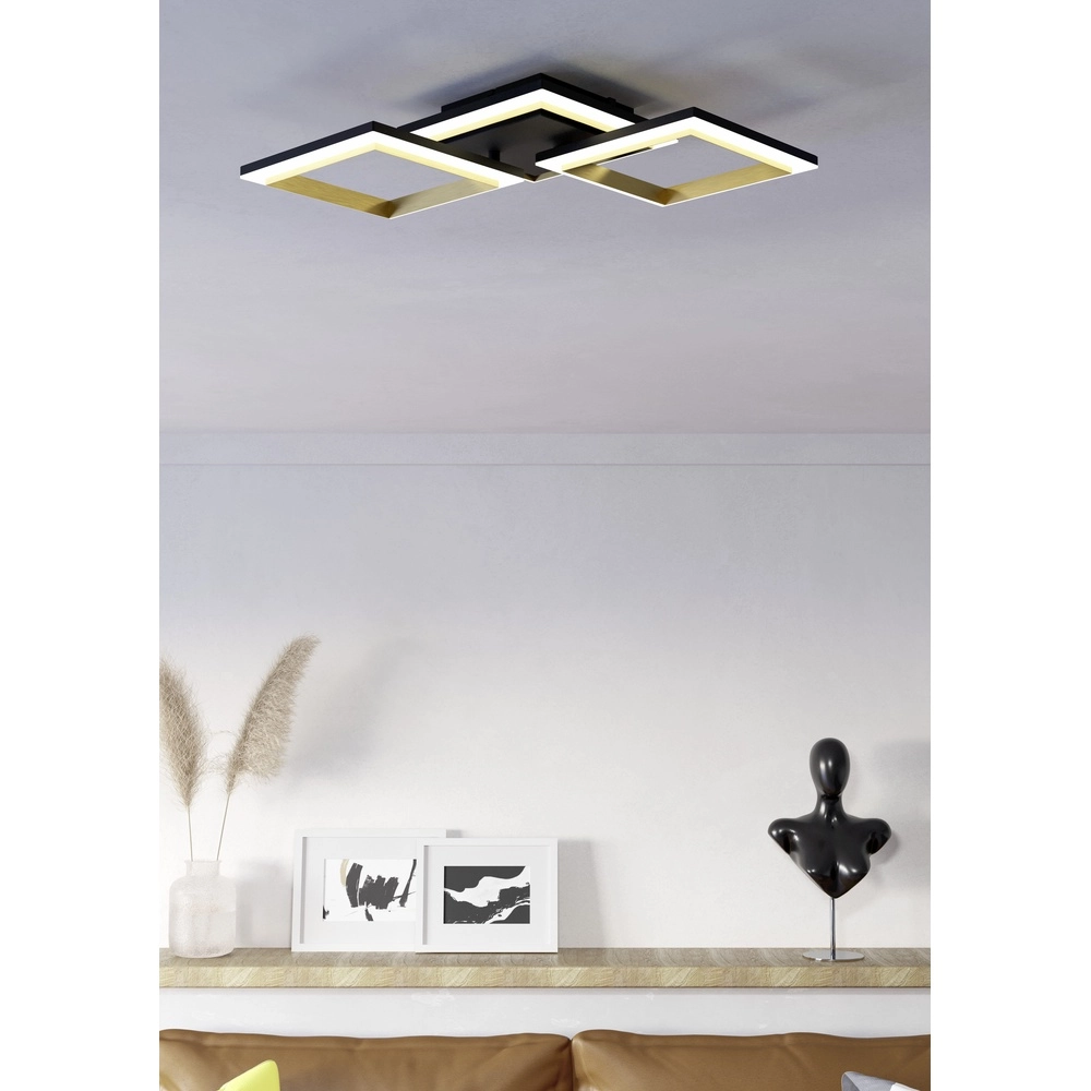 Lampe LED de plafond Calliera Carré - Noir avec or Eglo 9008606316144