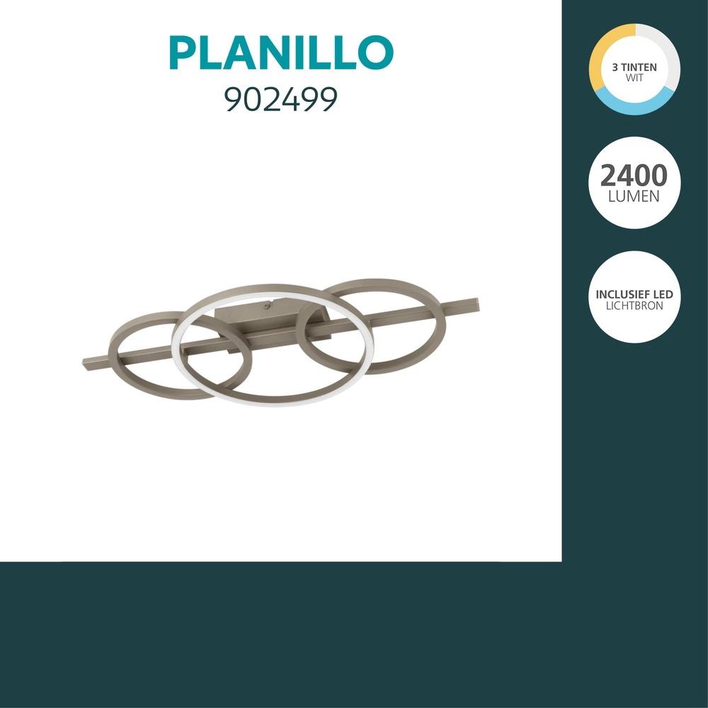 Lampe de plafond à design Planillo rond brun sable Eglo 9008606391448