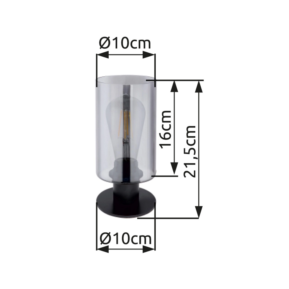 Lampe de table Hadera noir avec verre fumé Globo 9007371405848