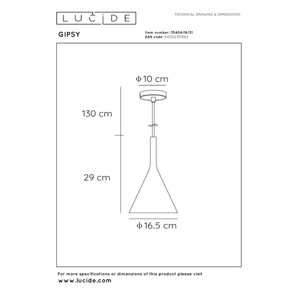 Lampe pendante de conception Gipsy E27 blanc Lucide 5411212351562