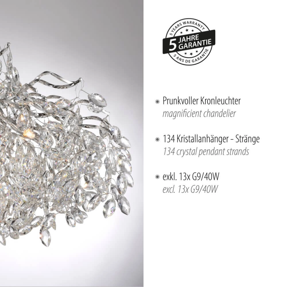 Lustre Ricicle 120 cm chromé Paul Neuhaus 4012248382080