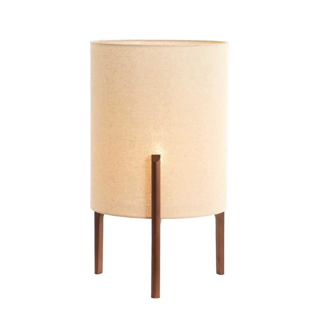 Lampe de table Litto Ø 35cm - noyer avec lin naturel Light & Living 8717807792718