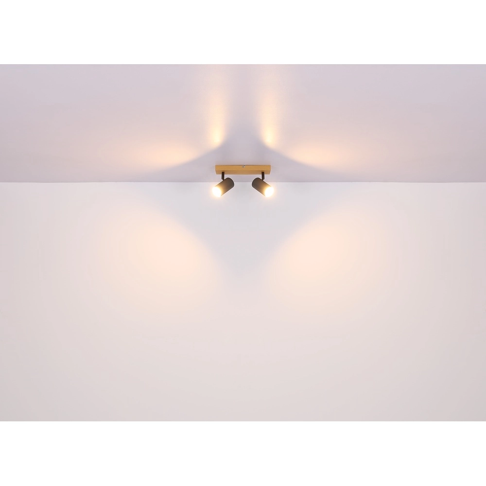 Lampe de plafond à deux lampes Robby bois Globo 9007371430529