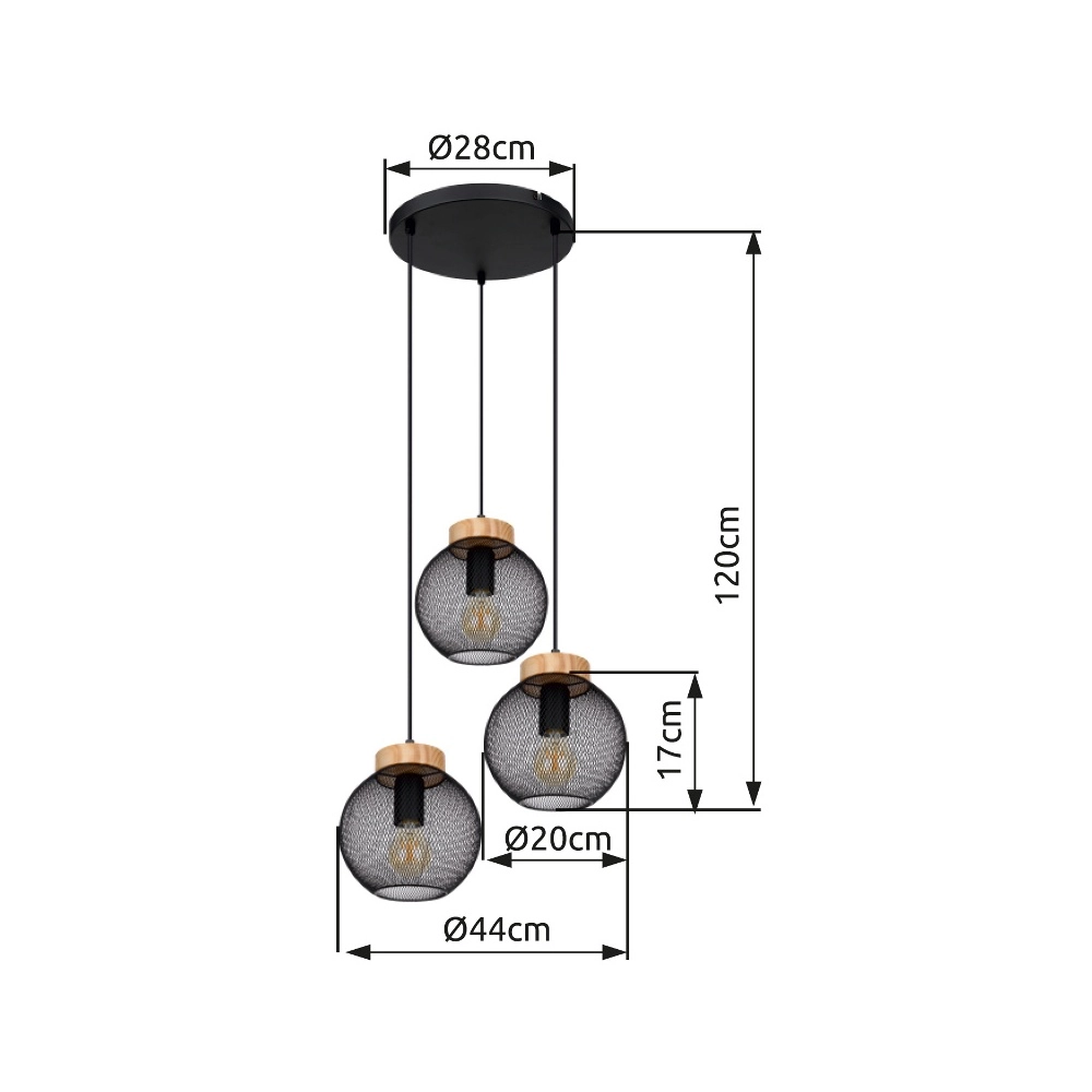 Lampe pendante noire Pablo Maillage Globo 9007371417551