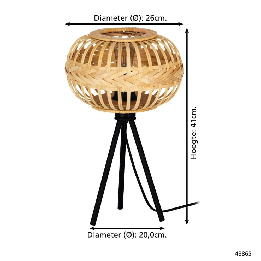Lampe de table en rotin Amsfield 1 Eglo 9002759438654