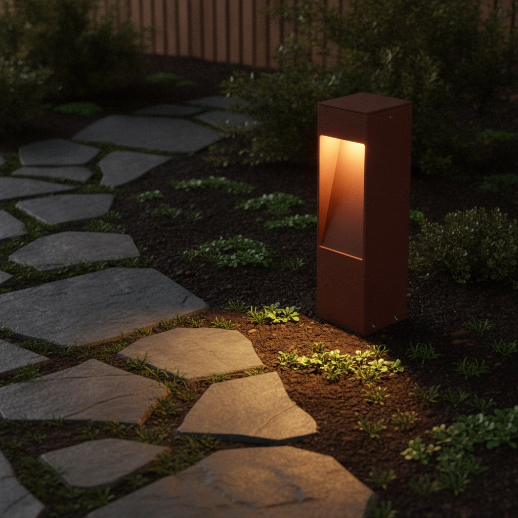 Lampe de jardin Maddi Brun rouille 30cm