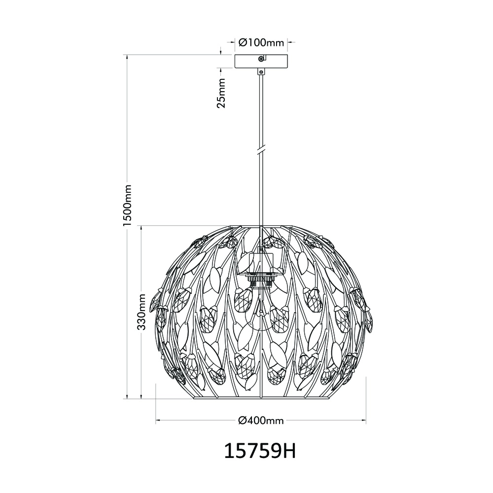 Lampe pendante de campagne Mika Noir Globo 9007371519941