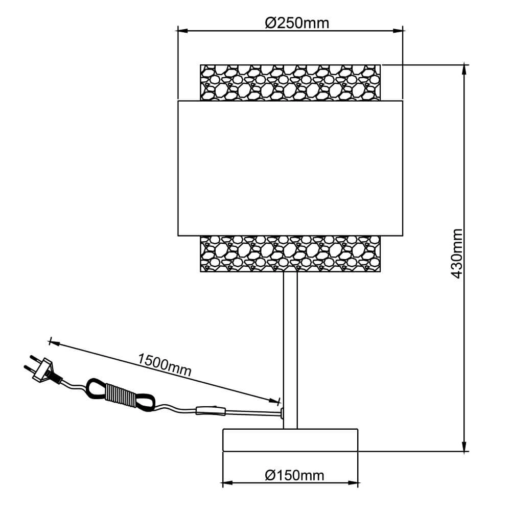 Lampe de table Waterlilly rotin avec tissu blanc Brilliant 4004353411953