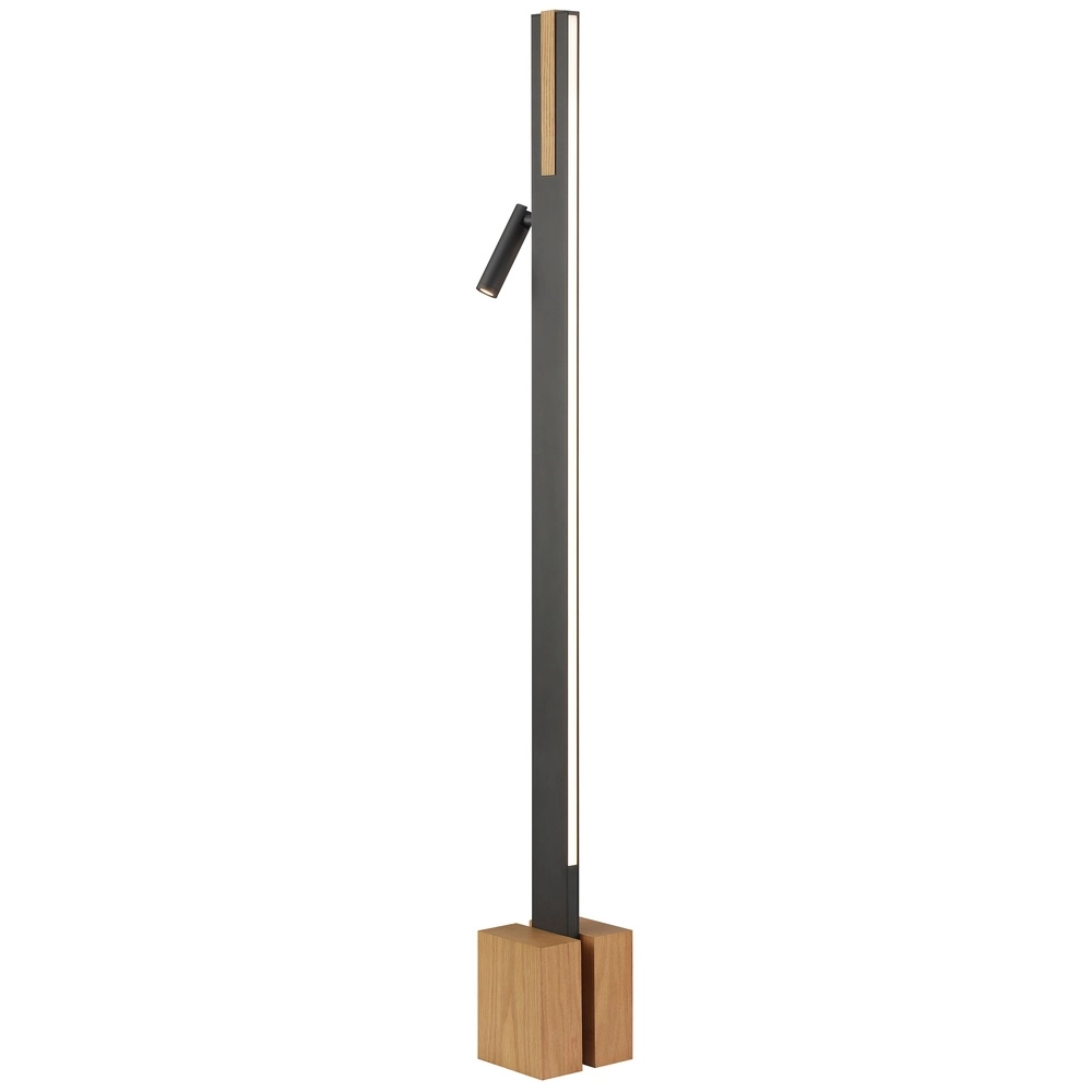 Lampadaire de conception Streamline noir avec bois Brilliant 4004353463624