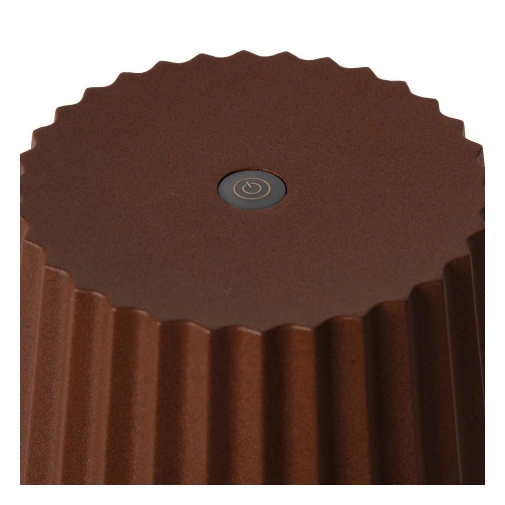 Lampe de table rechargeable Justine Bruit rouille avec station de recharge Lucide 5411212272195