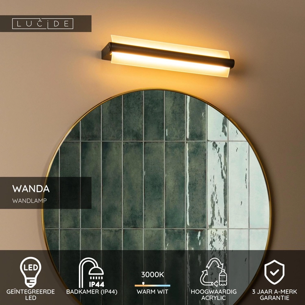 Lampe murale Wanda 45 cm noir Lucide 5411212040589