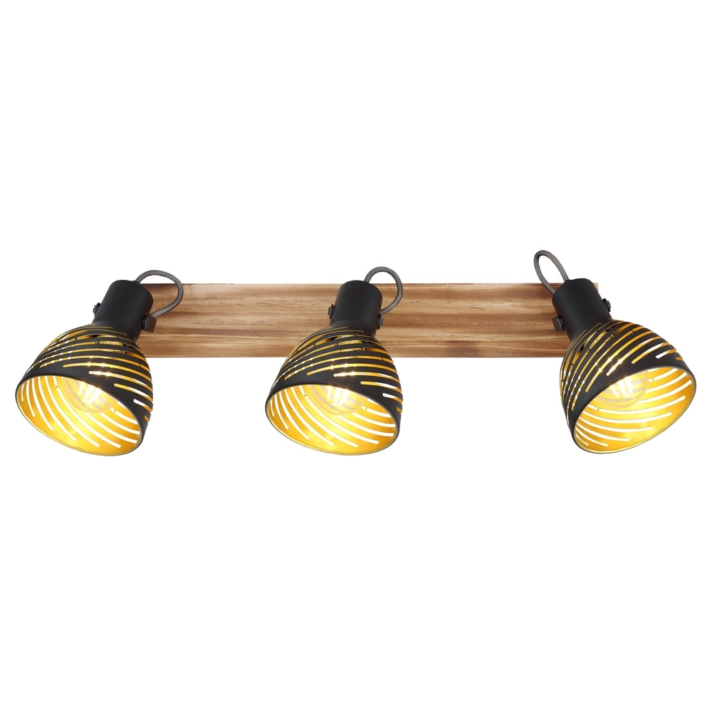 Lampe de plafond Lenna Bois 3 clairs avec noir Globo 9007371425686
